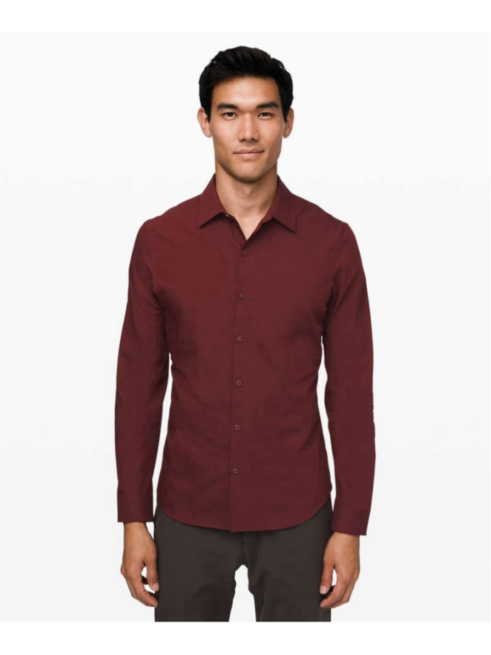 Lululemon Down To The Wire Long Sleeve Slim Fit Shirt Mens M Mahogany NWT